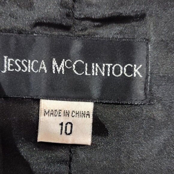 Jessica McClintock One Shoulder Strap Sequined Black and Gray Dress Women's 10 - Picture 7 of 8